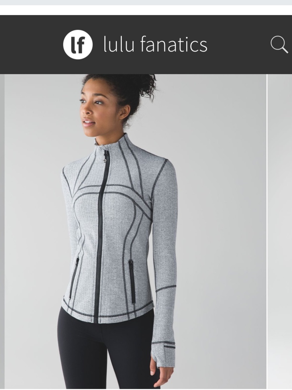 Lululemon Define Full Zip Jacket Luon Sz 8 Herringbone Heathered Black White